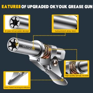 OKYOUK World's Smallest Grease Gun Coupler (Only 0.53 ") with Cleaning Tool, High Pressure Quick Release Grease Tips,Fit All 1/8" NPT Manual/Electric Grease Gun, for Greasing Locks onto Zerk Fittings