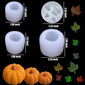 ZQYSING (4 Pack) Pumpkin Candle Molds, 3D Pumpkin Silicone Molds for Epoxy Resin Casting Thanksgiving Halloween DIY Art Gifts Home Decor