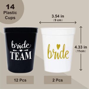 LADY&HOME Bachelorette Party Plastic Cups Bride Team Gifts Reusable Party Cups for Bridal Party(Black)