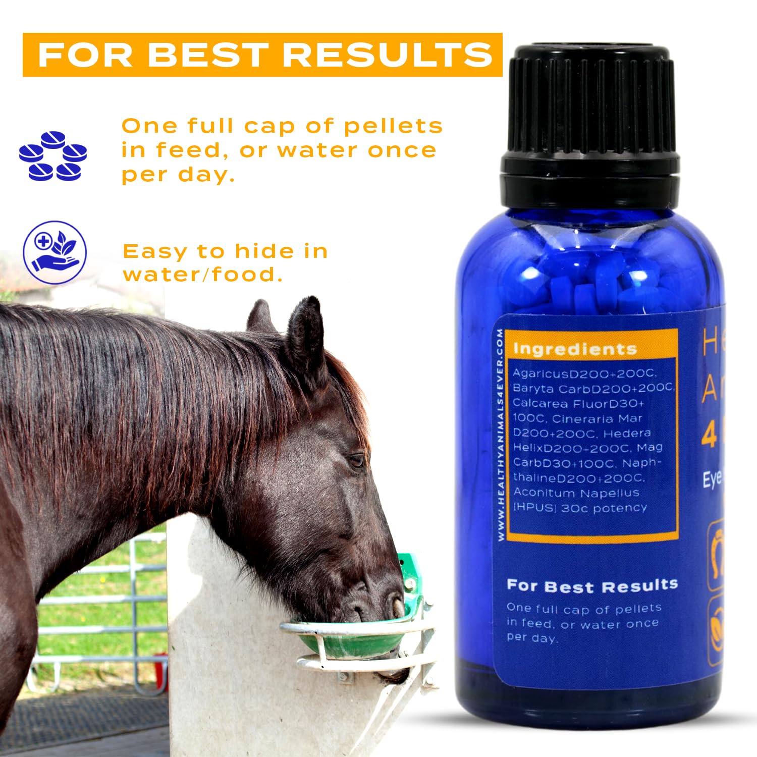 Healthy Animals 4Ever All-Natural Horse Eye Health Support - Maintains Normal Mineral Levels for Horses Eyes - Eye Supplements for Horses - Homeopathic & Highly Effective - 300 Tablets