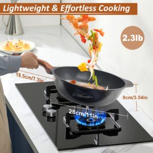 Frying Pan Nonstick Wok Pan, Aneder Woks and Stir Fry Pans 11 Inch Skillet for Electric,Induction and Gas Stoves