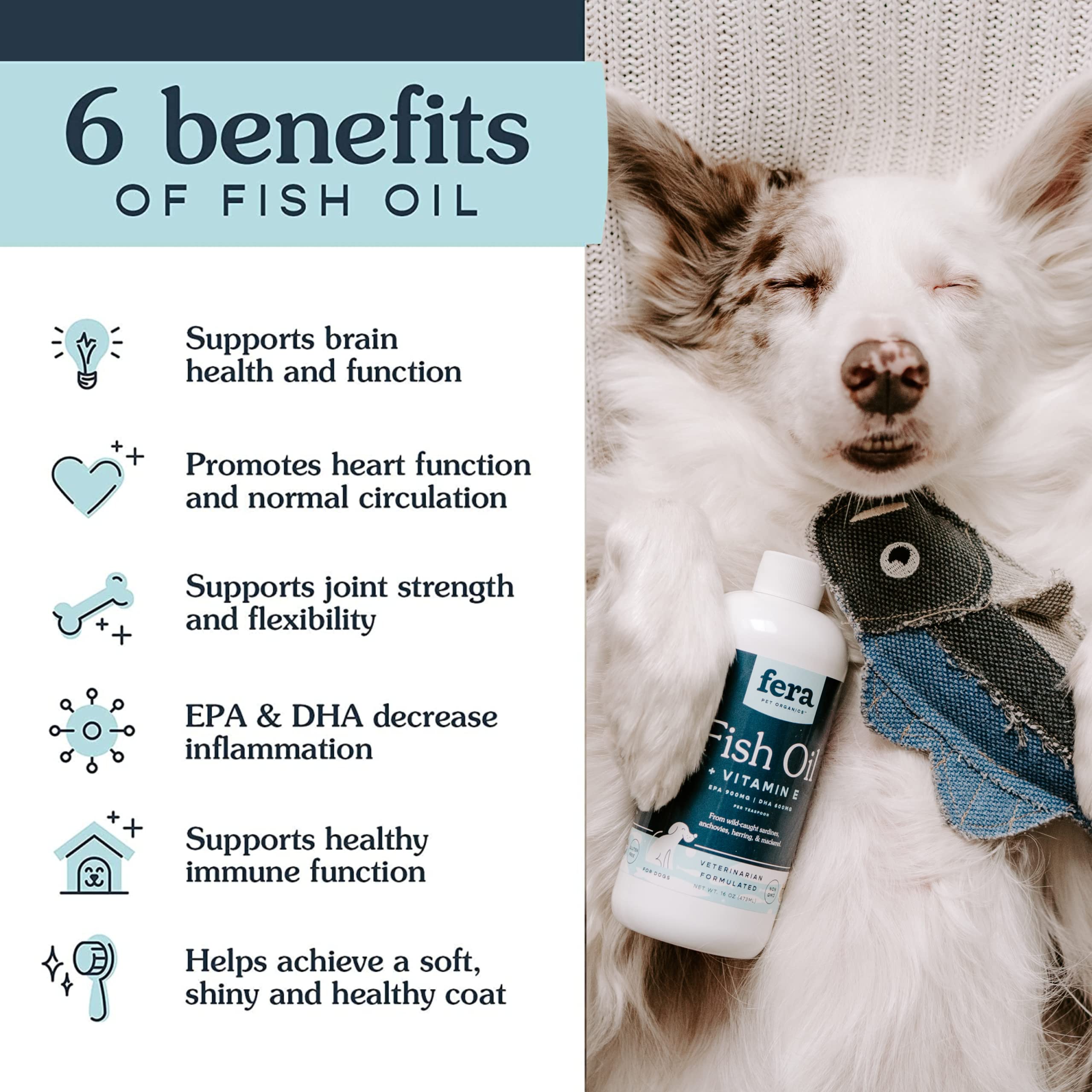 Fera Pets Probiotics and Fish Oil Bundle for Dog and Cat – All Natural Probiotics Powder with 5 Billion CFUs per Scoop – Omega 3 with DHA, EPA, Vitamin E for Brain Function & Immune Health (8oz.)