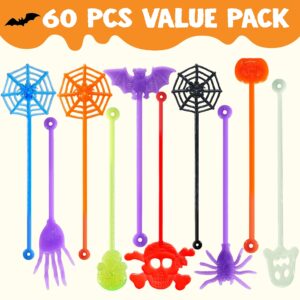 JOYIN 60 PCS Halloween Stretchy Sticky Toys, Slap Sticky Hands s Bulk for Kids Gift, Pumpkin, Ghost, Spider, Skeleton, Party Favors Classroom Game Prizes, Halloween Goodie Bags Stuffers