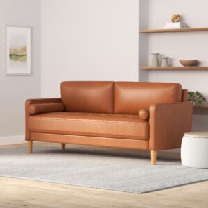 Lifestyle Solutions Lexington Sofa, Faux Leather, Caramel