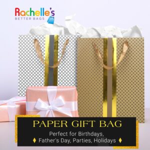 RACHELLE'S Elegant & Classy Paper Gift Bag Assortment with Tissue Paper – 4 Pack of Premium Quality & Sturdy Large Bags Great for Birthdays, Anniversaries, Christmas, Father's Day, Holidays – Black,