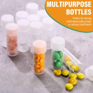 Lallisa 300 Pcs 5 ml Small Plastic Bottles Empty Pill Bottles Clear Plastic Vials with Caps Small Sample Bottles Lab Plastic Test Tubes for Travel Storage Portable Lab Supplies