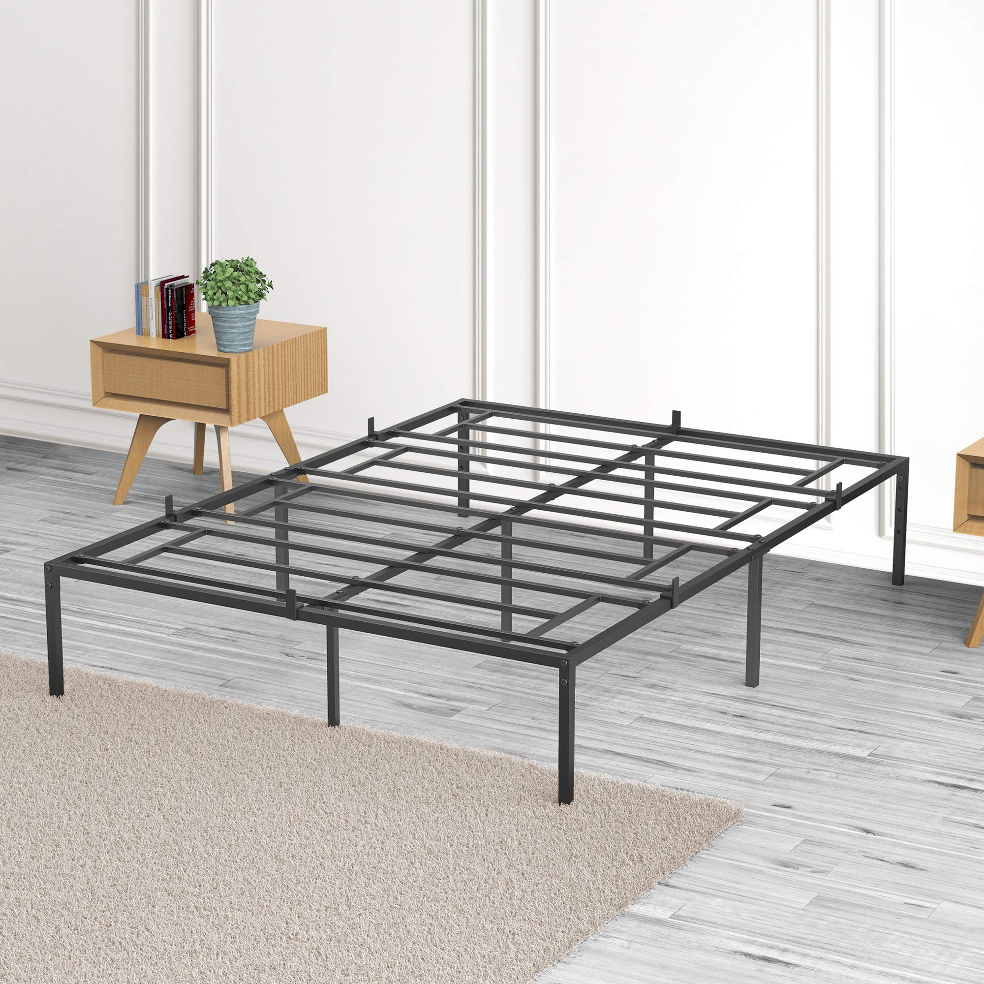 IDEALHOUSE Full Size Bed Frame, Metal Full Platform Bed Frame,14 Inch Bed No Box Spring Needed Easy to Assemble Black Mattress Foundation (Full)