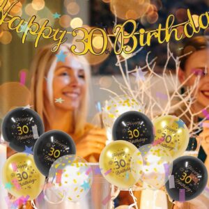 Yiran 50th Birthday Balloons, Black Gold Number 50 Balloons, 15Pcs Happy Birthday Balloons Party Deocorations Supplies, 12inch Latex Confetti Balloons for Adult Men Women