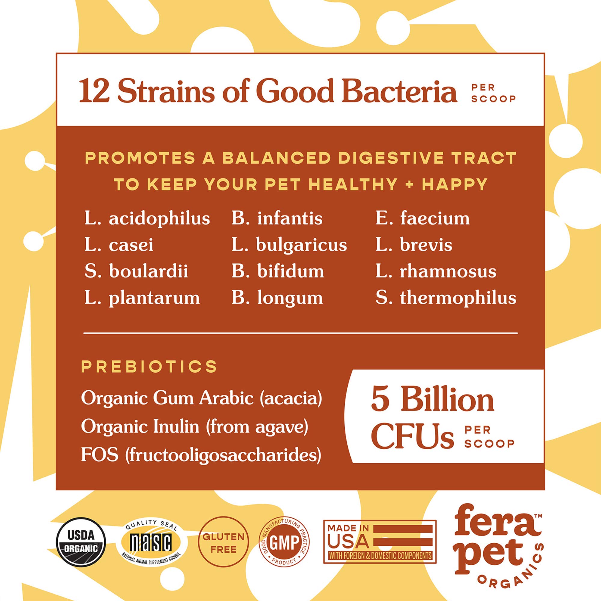 Fera Pets Probiotics and Plant Based Omega 3s, 6, 9 Bundle for Dogs and Cats – All Natural Probiotic Powder with 5 Billion CFUs Per Scoop – Omega 3s for Healthy Skin, Coat, and Immune System (8oz.)