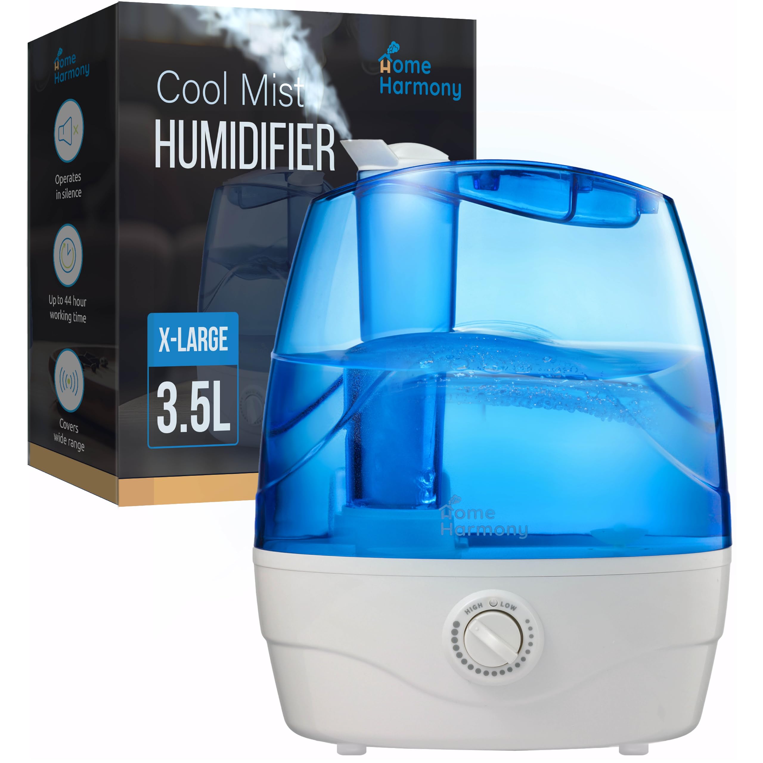 Cool Mist Humidifiers for Bedroom – 3.5L Large Room Humidifier – Personal Humidifier with 360-Degree Rotating Nozzle and Auto Shut-Off – Quiet Baby Humidifiers for Nursery, Bedroom