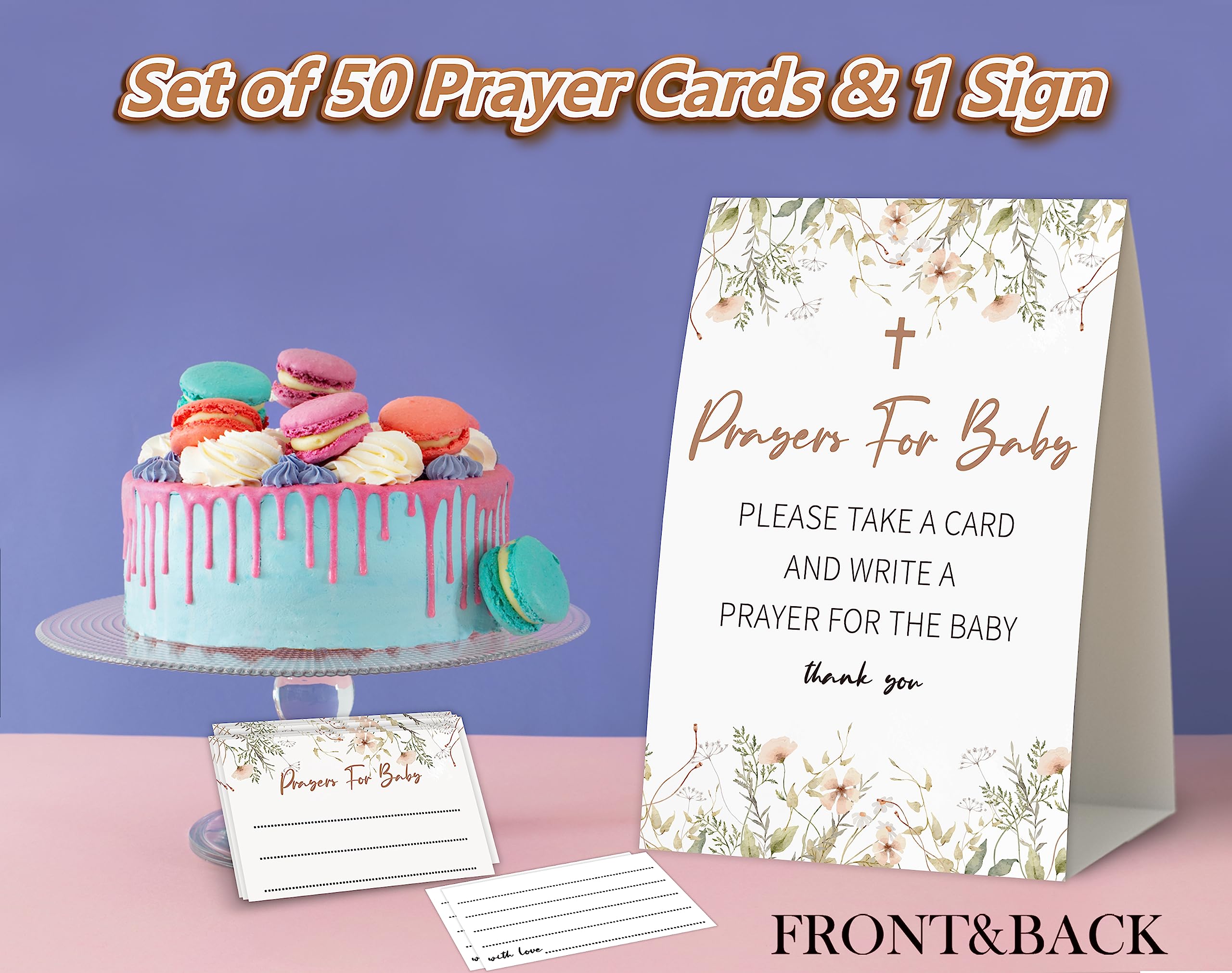 Boho Bridal Baby Shower Decorations,Prayers for Baby,Prayer Cards for Baby Shower,Baby Bible,Baby Shower Games,Pregnancy Prayer Cards,Baby Shower Guest Book,50 Prayer Cards & 1 Sign -11