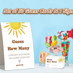 Here Comes The Sun Shower Game,Guess How Many,Baby Shower Games,Wedding Shower Games,Baby Shower Decorations Gender Neutral,Bridal Shower Decoration,Birthday Party Game,50 guess Cards & 1 Sign -11