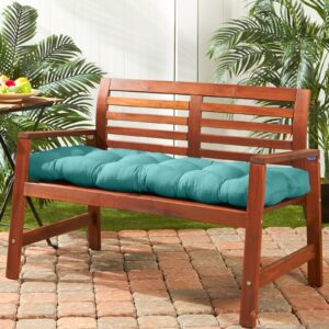 LOVTEX Tufted Bench Cushions for Outdoor Furniture, 48 x 18 InchesPatio Swing Cushions Teal - Overstuffed Indoor/Outdoor Loveseat Cushions with Round Corner