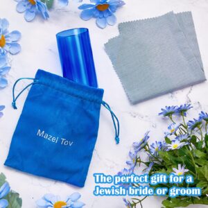 Tticai Jewish Style Wedding Chuppah Breaking Glass Dark Blue Glass Vessel Wedding Engagement Gift with Drawstring Bag for Jewish Style Wedding Engagement Anniversary