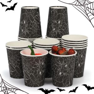 atfunshop halloween disposable cups 30pcs spiders web party paper cups 9oz