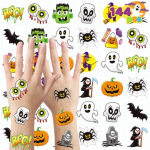 joyin 144 pcs halloween temporary tattoos for kids, 12 designs bulk fake tattoos stickers for halloween party favors decorations, supplies trick or treat game gifts goodie bags, class game prizes