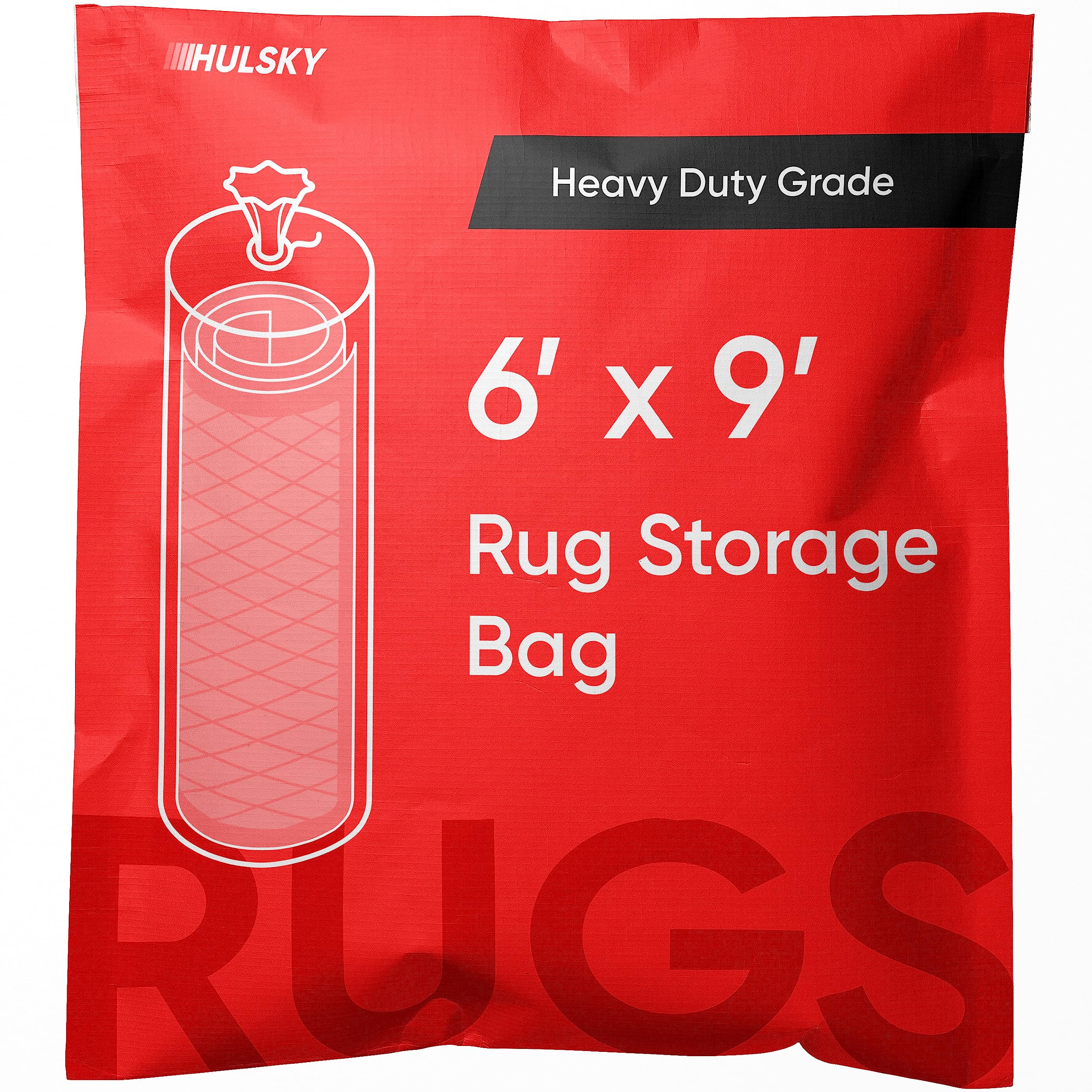 Hulsky Rug Storage Bag - 3 Mil Heavy Duty Rug Storage Bag for Moving and Storage - Fits Rugs up to 6' x 9' - No Vent Holes