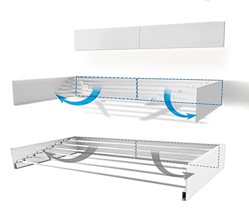 Lader Ned Wall Mounted Drying Rack, Elegant Towel Rack & Clothes Drying Rack Collapsible for Laundry Space-Saving, Folding, Stainless-Steel 60lbs Capacity 40" (White)