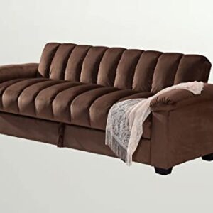 Legend Vansen Velvet Storage Convertible Sofa Bed Sleeper Couch Sofabed, Brown