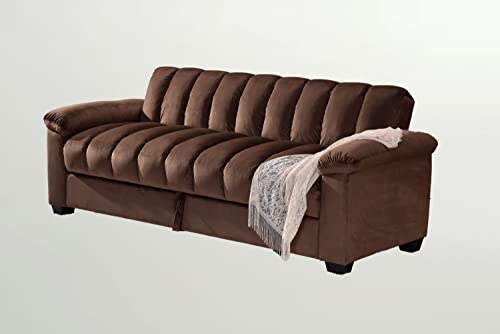 Legend Vansen Velvet Storage Convertible Sofa Bed Sleeper Couch Sofabed, Brown