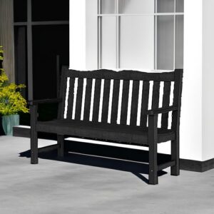 Stoog Outdoor Bench, 2-Person Garden Benches for Outdoors, All-Weather HIPS Garden Bench with 800 lbs Weight Capacity, Never Rot or Fade, for Garden, Porch, Backyard and Park, Black