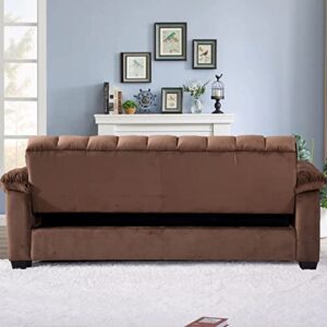 Legend Vansen Velvet Storage Convertible Sofa Bed Sleeper Couch Sofabed, Brown