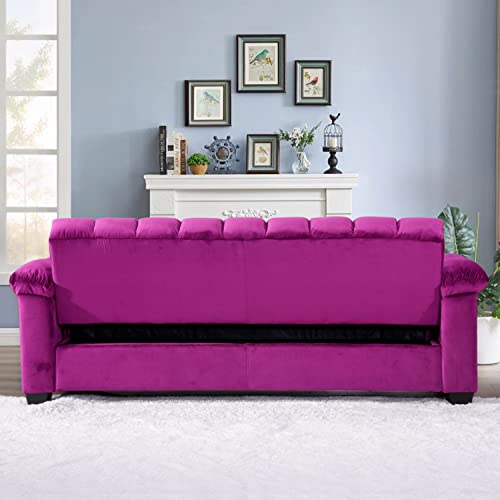 Legend Vansen Velvet Storage Convertible Sofa Bed Sleeper Couch Sofabed, Violet