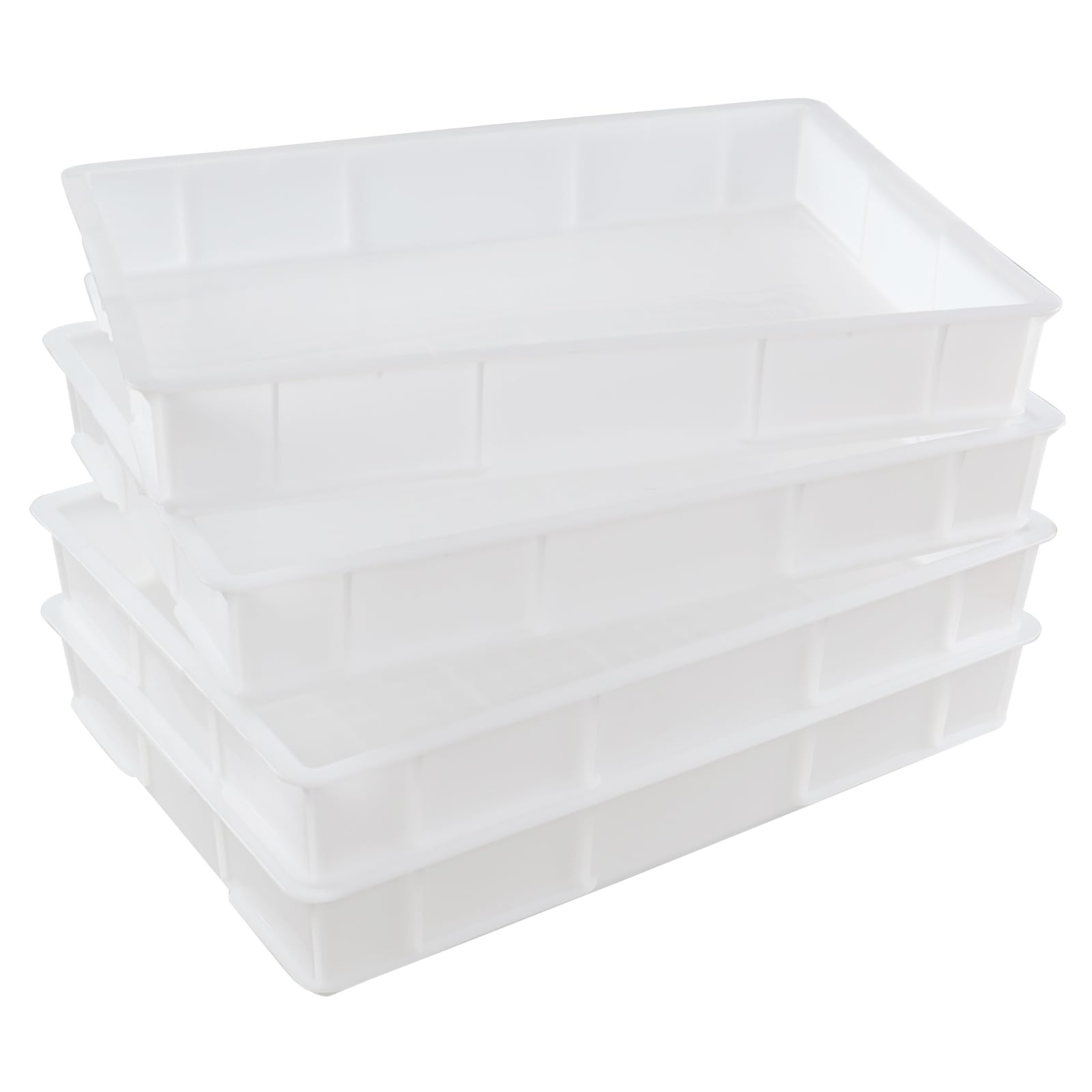 Gainhope 4-Pack Commercial Stackable Pizza Proofing Dough Box, Plastic Pizza Dough Boxes, White