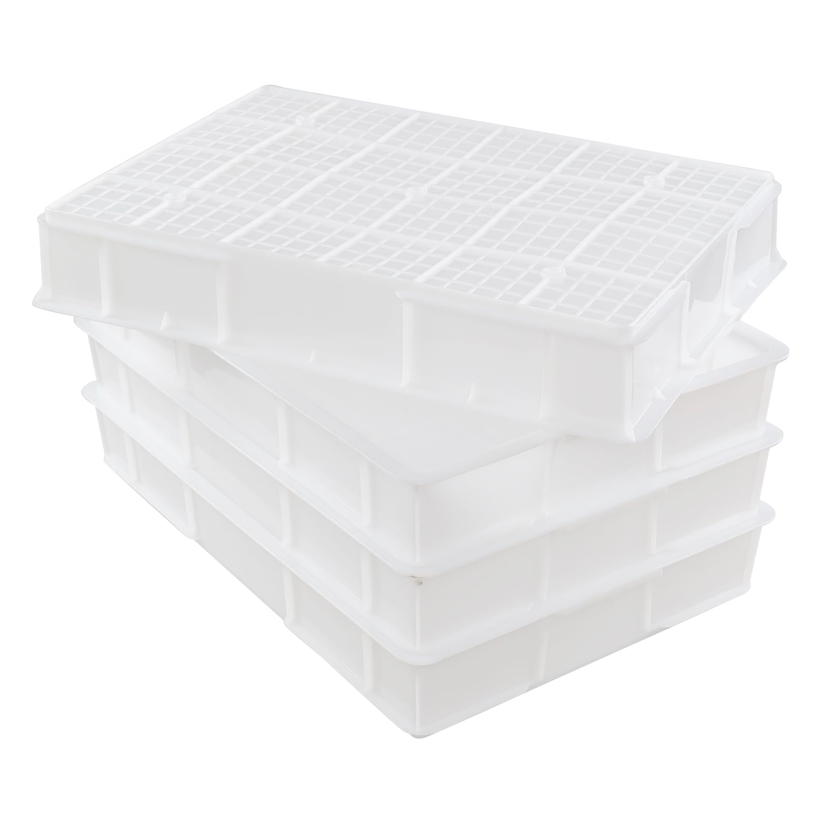 Gainhope 4-Pack Commercial Stackable Pizza Proofing Dough Box, Plastic Pizza Dough Boxes, White