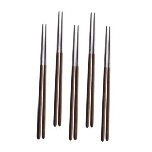 collbath 5 pairs non reusable stainless steel chopsticks lightweight dishwasher chopsticks for everyday use