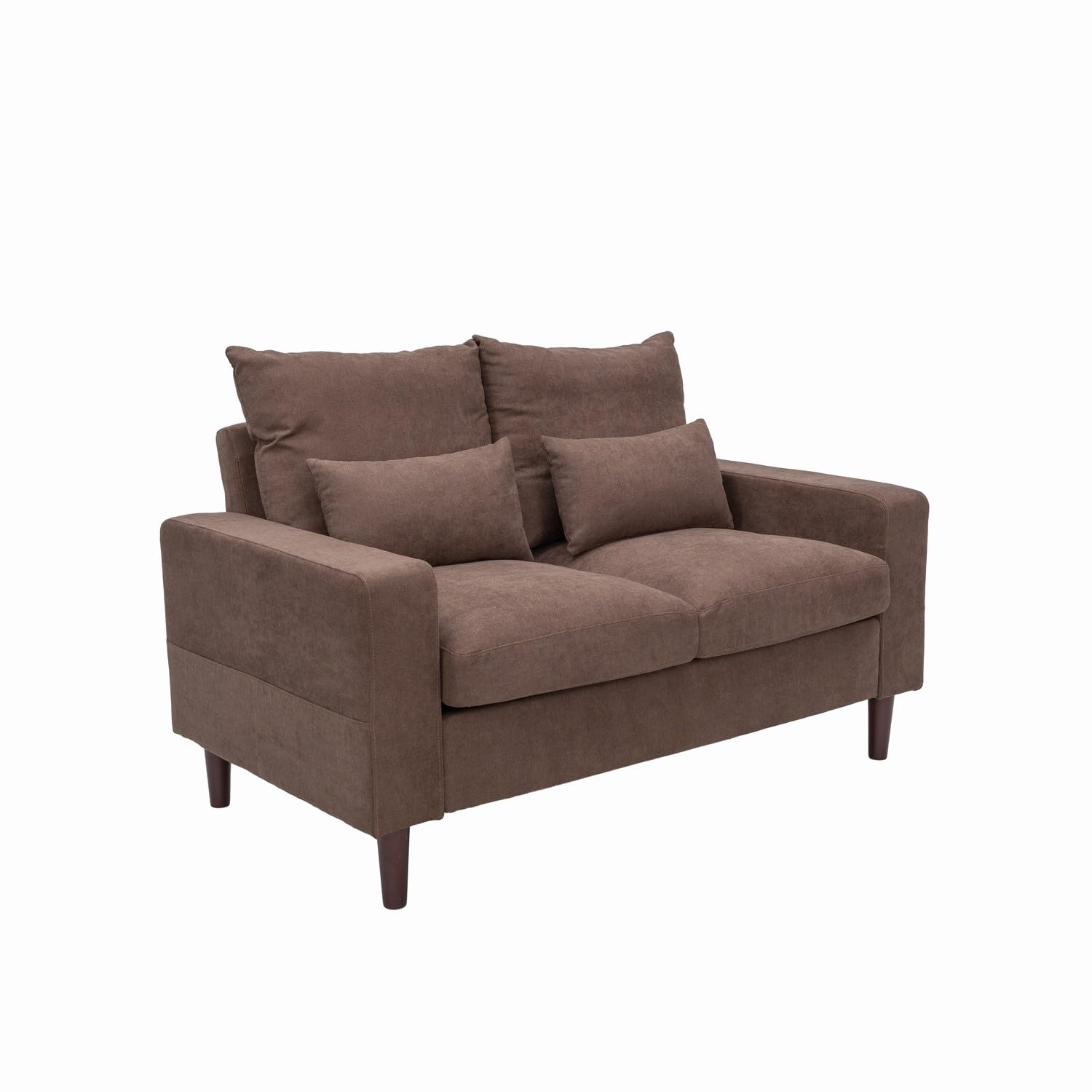 Panana 2 Seater Sofa 2 Seat Loveseat Compact Loveseat Couch Living Room Furniture with Armrest, Brown 2 Seater