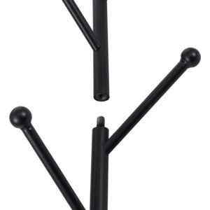 MyGift 8 Hook Wall Mounted Modern Matte Black Metal Hat and Coat Hanger Tree, Decorative Vertical Hanging Garment Rack with Branch Style Hooks for Entryway