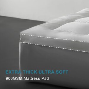 Royoliving Mattress Topper California King Size Mattress Pads Protector Extra Thick Cotton Cover Top Fluffy Soft Elastic 18" Deep Pocket Cooling Breathable (72x84 Inches)