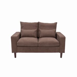 panana 2 seater sofa 2 seat loveseat compact loveseat couch living room furniture with armrest, brown 2 seater