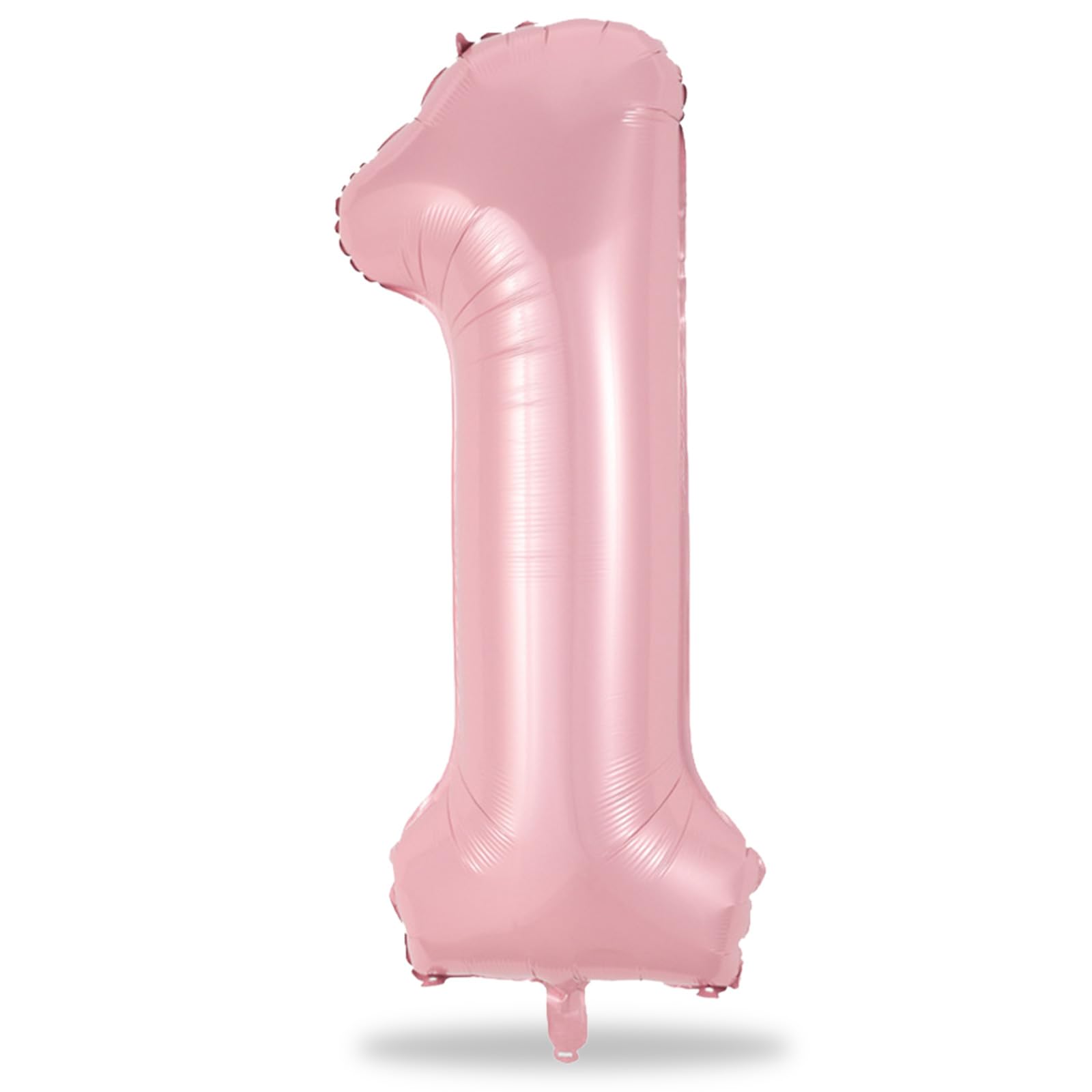 Pastel Pink 1 Balloons, 40 Inch Giant Light Pink Helium Foil Number 0-9 for Girls, Self Inflating 1st Birthday Balloon for Women Anniversary Baby Shower Princess Party Decorations Supplies