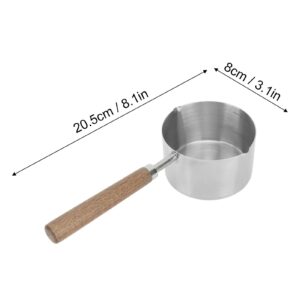 Stainless Steel Butter Warmer, Mini Saucepans with Wooden Handle Heat Resistant Prevent Scalding Flat Bottom Stovetop Milk Chocolate Melting Boiling Pot with Dual Pour Spout 200ml