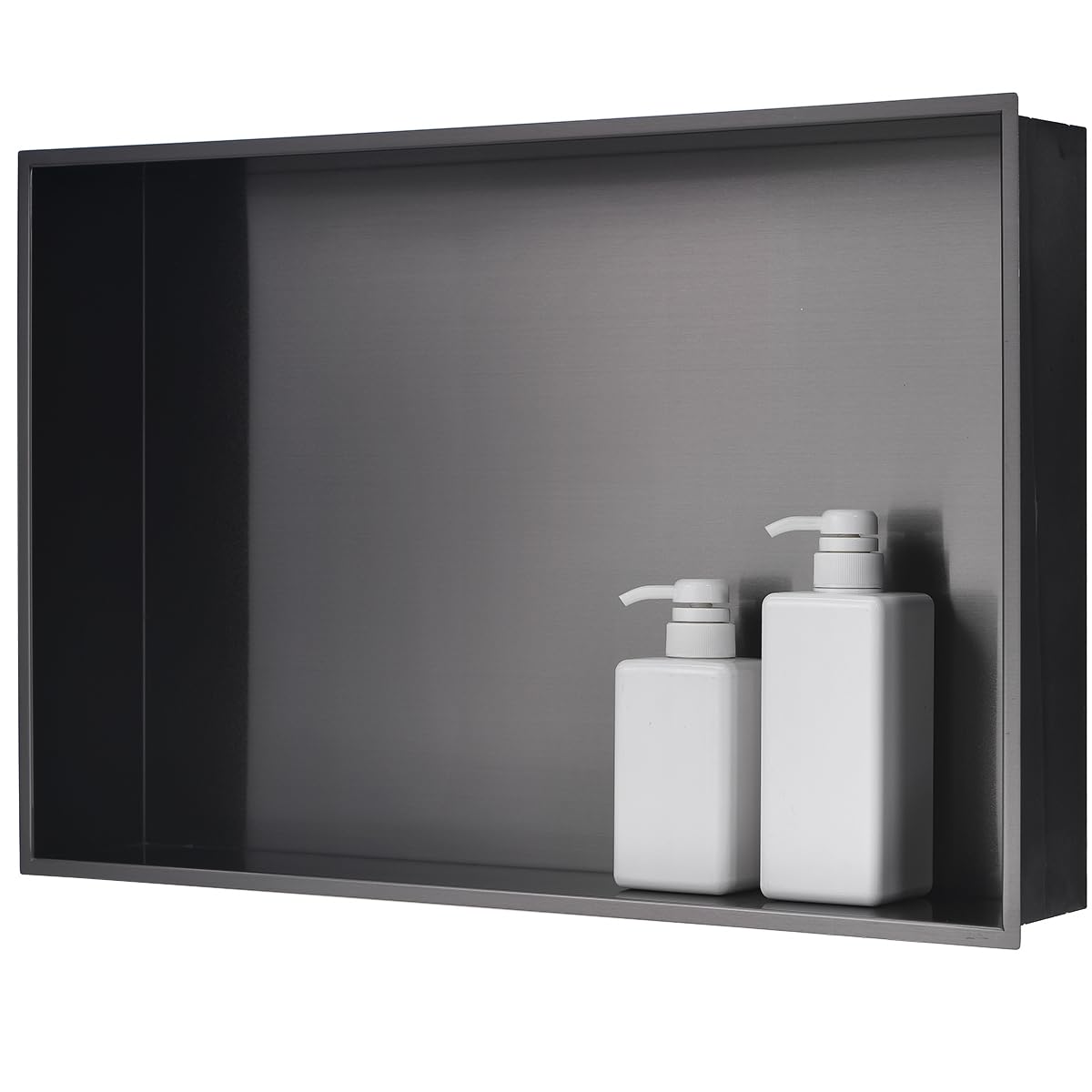 24 x16 Black Stainless Steel Shower Niche, Luckyhorse 24"x16"x4" Wall-Inserted Rectangular Bathroom Recessed Bathroom Shower Niche Shelf for Bathroom Storage