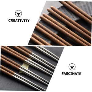 COLLBATH 5 Pairs Non Reusable Stainless Steel Chopsticks Lightweight Dishwasher Chopsticks for Everyday Use