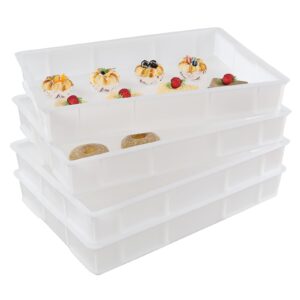 Gainhope 4-Pack Commercial Stackable Pizza Proofing Dough Box, Plastic Pizza Dough Boxes, White