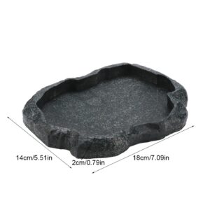 Ejoyous Reptile Rock Food Dish Water Bowl, Resin Terrarium Feeder Feeding Bowl for Tortoise Lizard Amphibian Hermit Turtles (M)