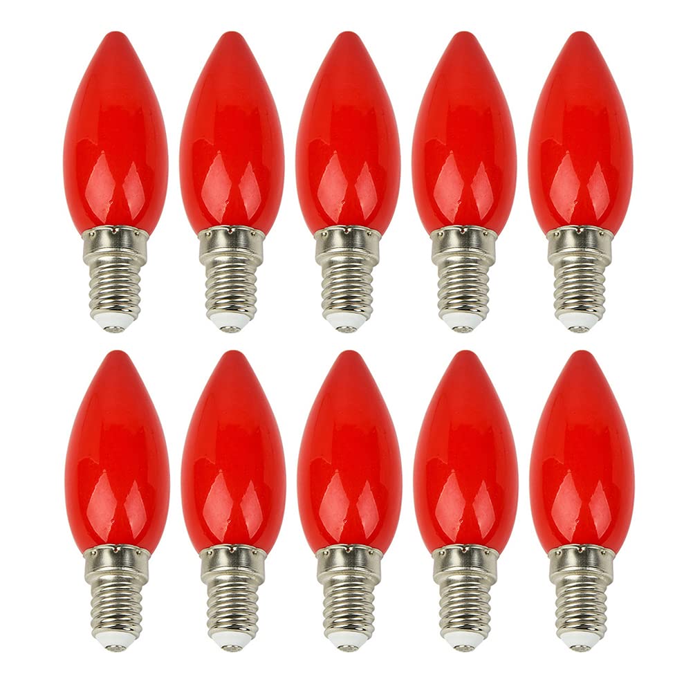 CYISONAL 10Pcs E14 Red Light Bulb Candle Bulb Buddha Lamps LED Altar Bulbs Temple Decorative Lamp Buddha Bead Decorative Lamps