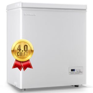 deep freezer with electronic control freestanding freezers with 2removable stainless steel basket mini freezer top open door compact freezer ideal for office basement kitchen white