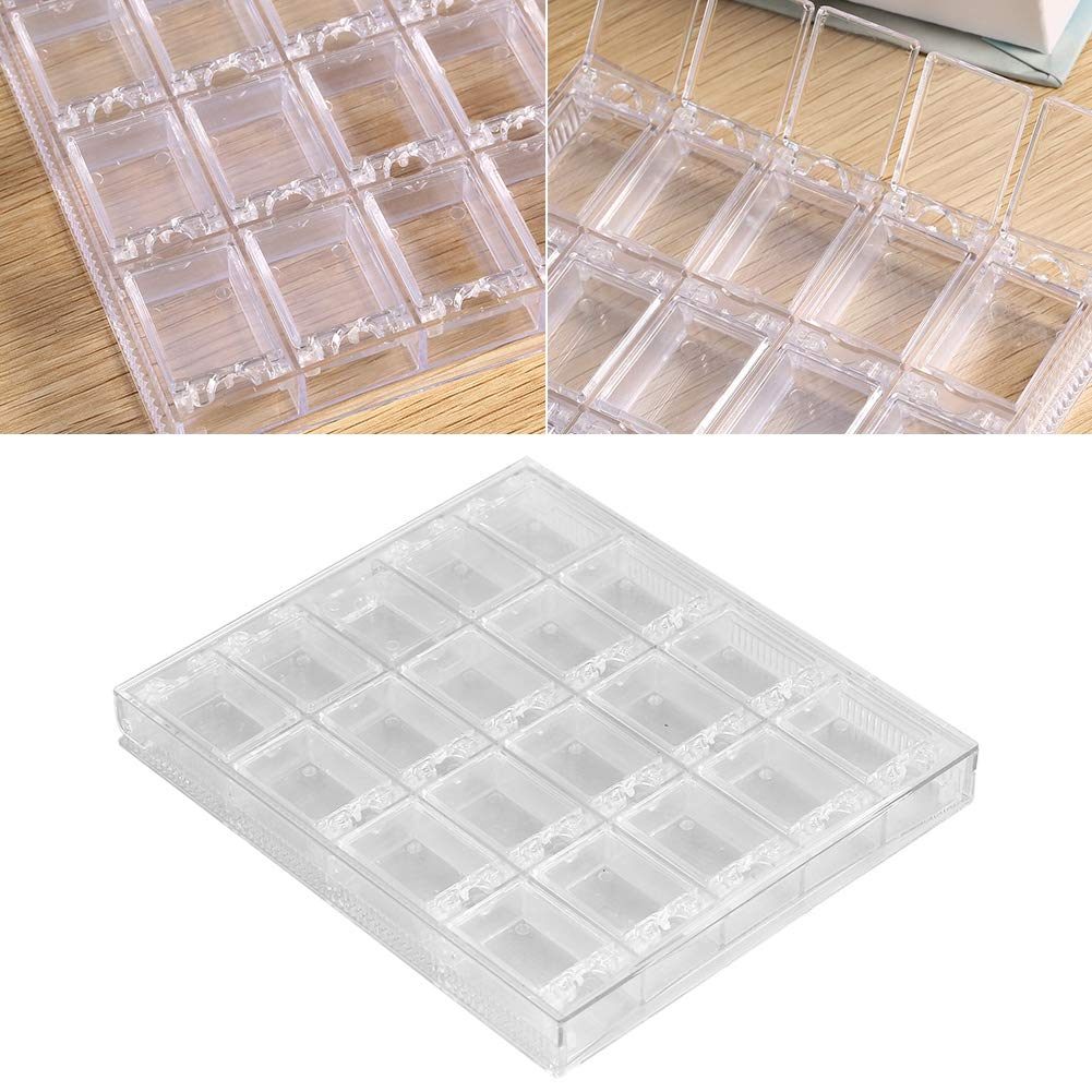 20 Grids Clear Plastic Organizer Box Rhinestone Beads Container Case for Nail Art Decorations DIY Crafts Making Jewelry