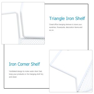 Housoutil 2PCS Corner Wall Shelf,Office Cubicle Floating Corner Shelf, Iron Desk Sundries Storage Rack Office Cubicles Hanging Corner Shelf Corner Hanging Shelf (White)