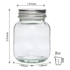 Accguan 2oz Mason Jars,Ginger Shots Bottles with Silver Lids,Glass Yogert Jars,Candle Jar,Honey,Jam,Jelly,Spice,Wedding Favors,Shower Favors(48pcs)