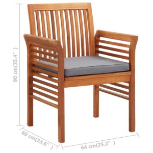 WRJENFSC Patio Dining Chair Reading Chair Garden Chairs Outdoor Chairs Lounge Chairs with Cushion Solid Acacia Wood Suitable for Poolside, Garden, Lawn, Outdoor