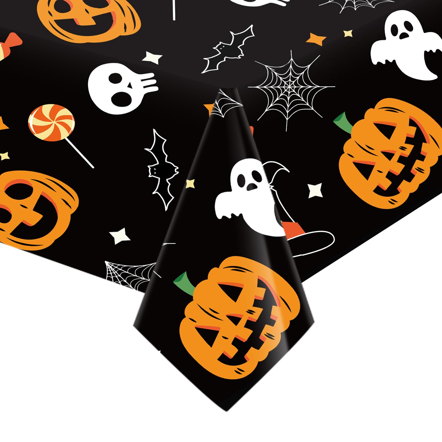 CXPSINC 4 Pack Halloween Pumpkin Ghost Tablecloth,54" x 108" Rectangular Plastic Spider Web Table Cloth Large Size Halloween Table Covers for Home Decor Halloween Party Decorations (Pumpkin Ghost)