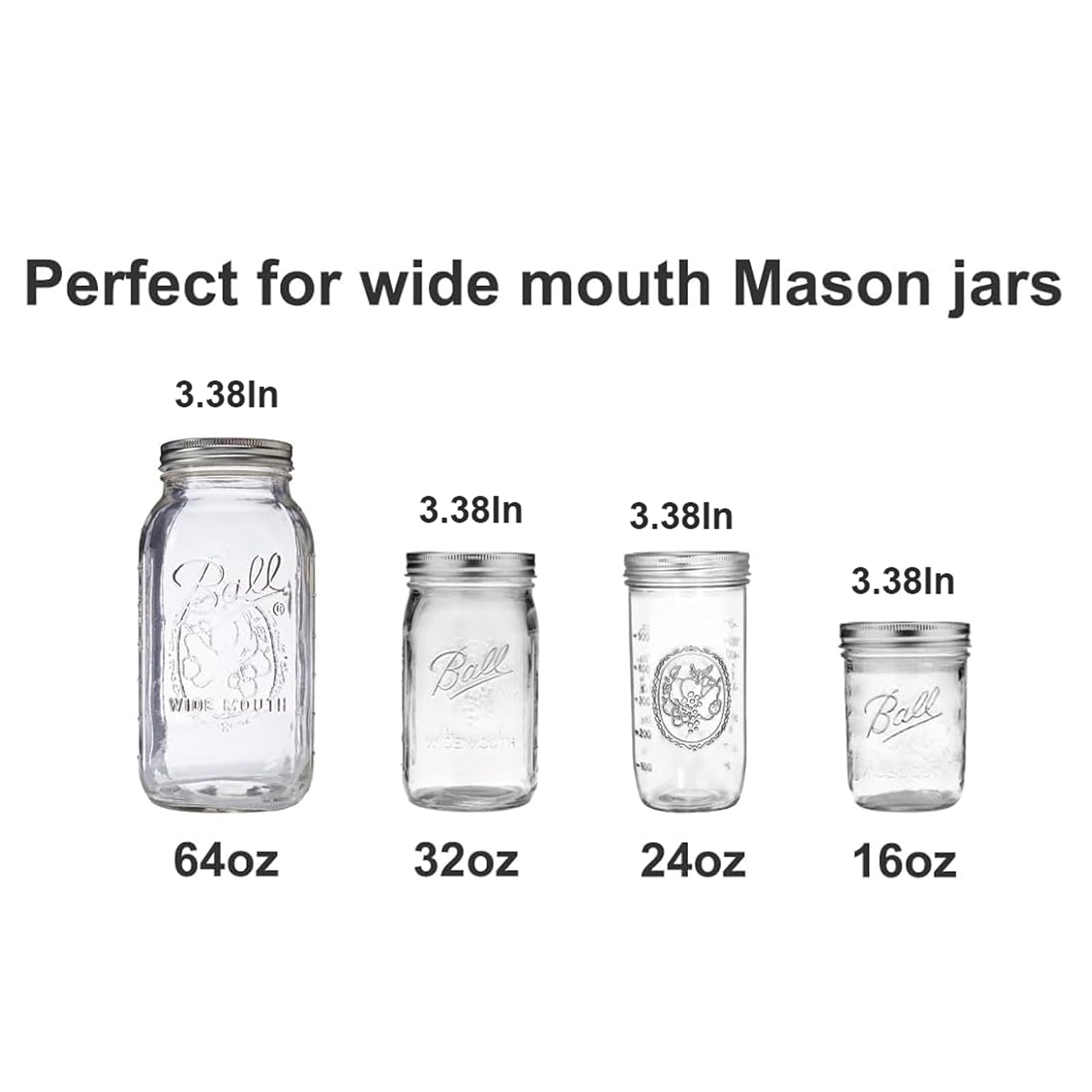 Wide Mouth Mason Jar Honey Pump Dispenser Lid & 4pcs Sticker,Food Grade Plastic pumps and 3.38 Inch Stainsteel Steel Lids Rust Proof Leak-Proof for Jam Ketchup Sauce NO JAR QurHapzy