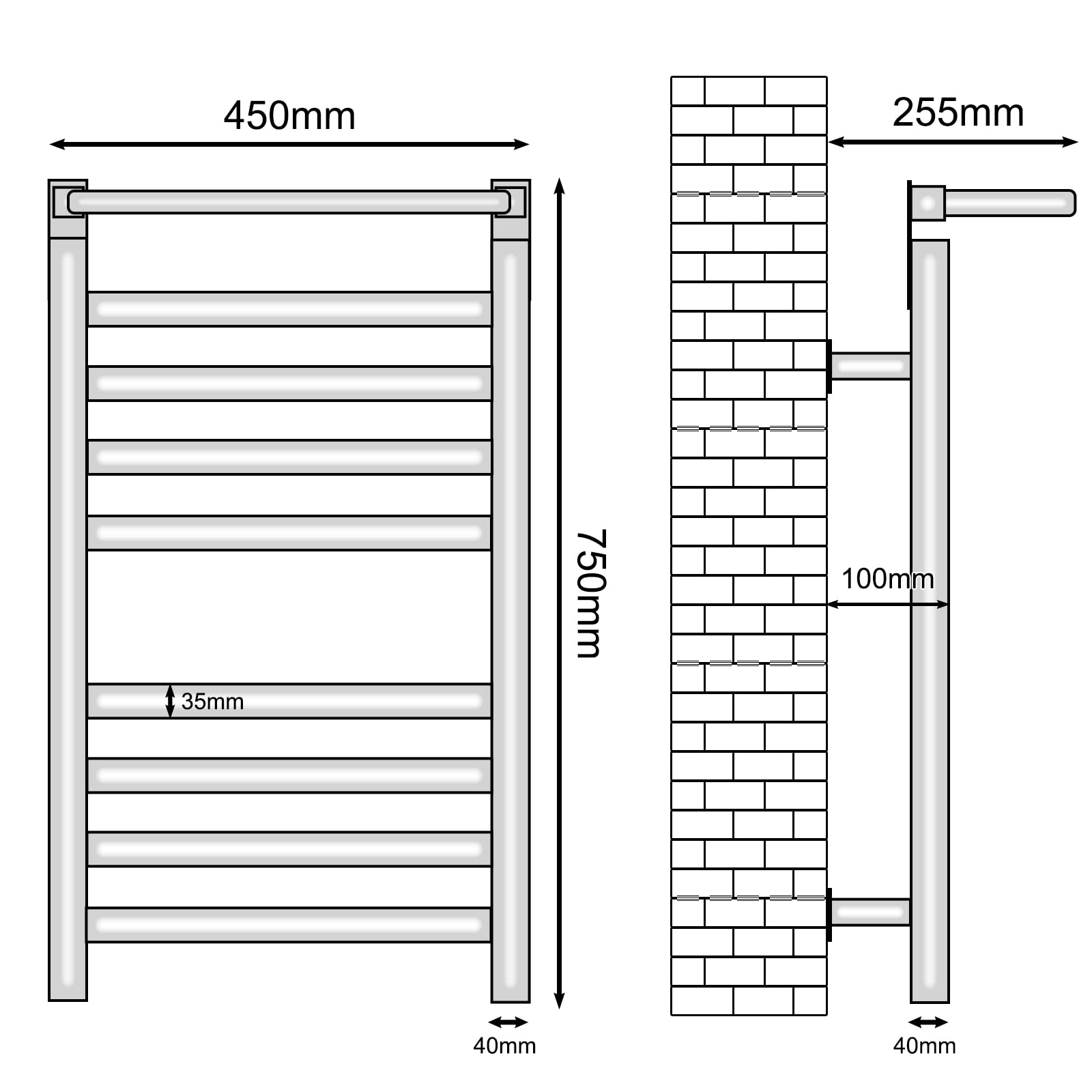 Heated Towel Rack, WiFi Towel Warmer Rack, für Alexa und Google Home and TUYA APP, Heated Towel Racks for Bathroom, with 1H-9H Hour Timer 86℉-158℉ Temperature Control-WiFi Black Right