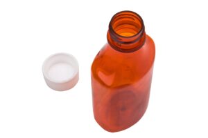 avg packaging supplies amber pharmacy container with cap - push & turn child resistant refillable bottle – shatterproof liquid & prescription medicine container with measure lines, 12oz (25ct)